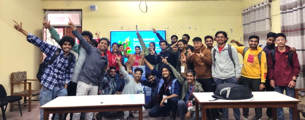 A group of Nepalese KDE fans celebrate